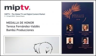 MIPTV: Teresa Fernández-Valdés (Bambú Producciones) recibe la Medalla de Honor del mercado